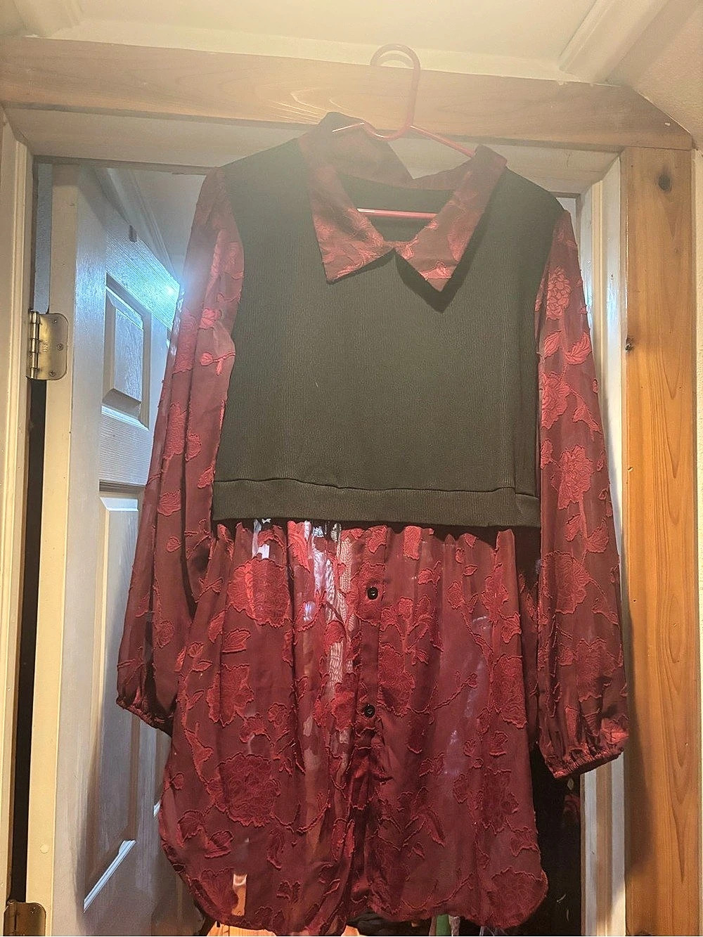 Floral Mini shirt  in Red & Black Like New